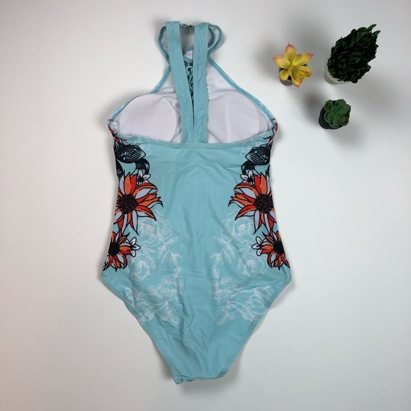 *LAST1* BLUE FLORAL MONOKINI - Picture 2 of 7
